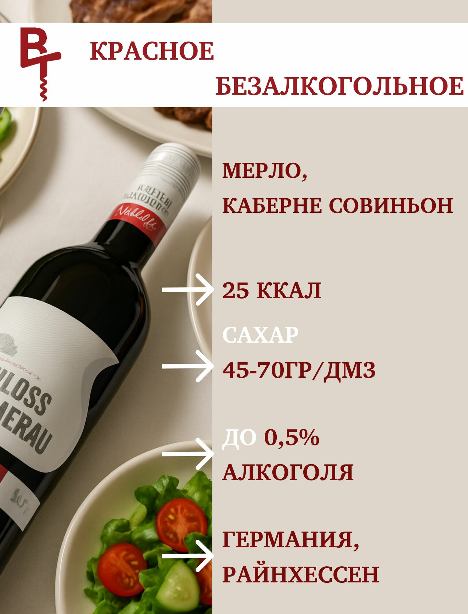 Безалкогольное вино красное Шлосс Зоммерау 0,75л Германия — фото 1