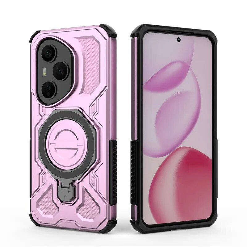 Armor Magnetic для Honor 400 Pro Global Case Honor 400 Honor 400 Pro Global Cover Противоударный чехол Magsafe с беспроводной зарядкой, Честь 400 Про, PurplePink