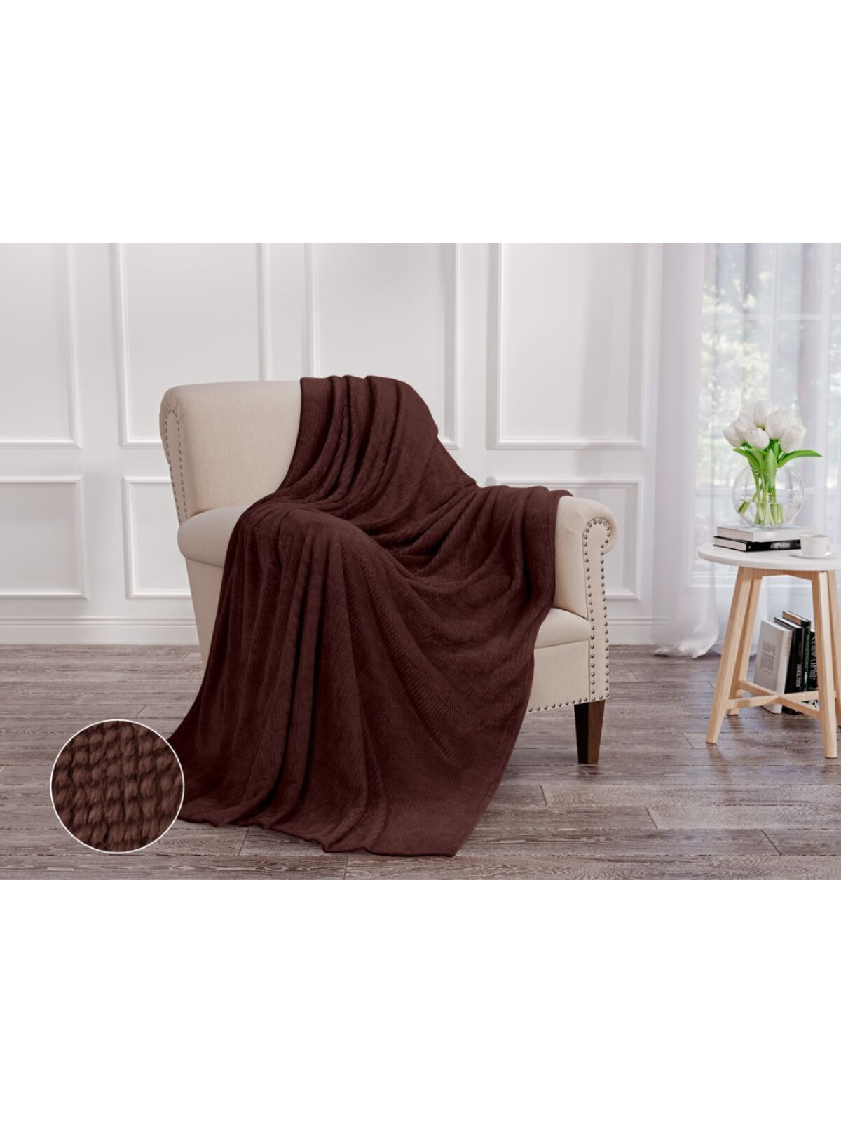 Плед орион НФ-00003265 Wellsoft luxe/Шахматка шоколад/15 сп