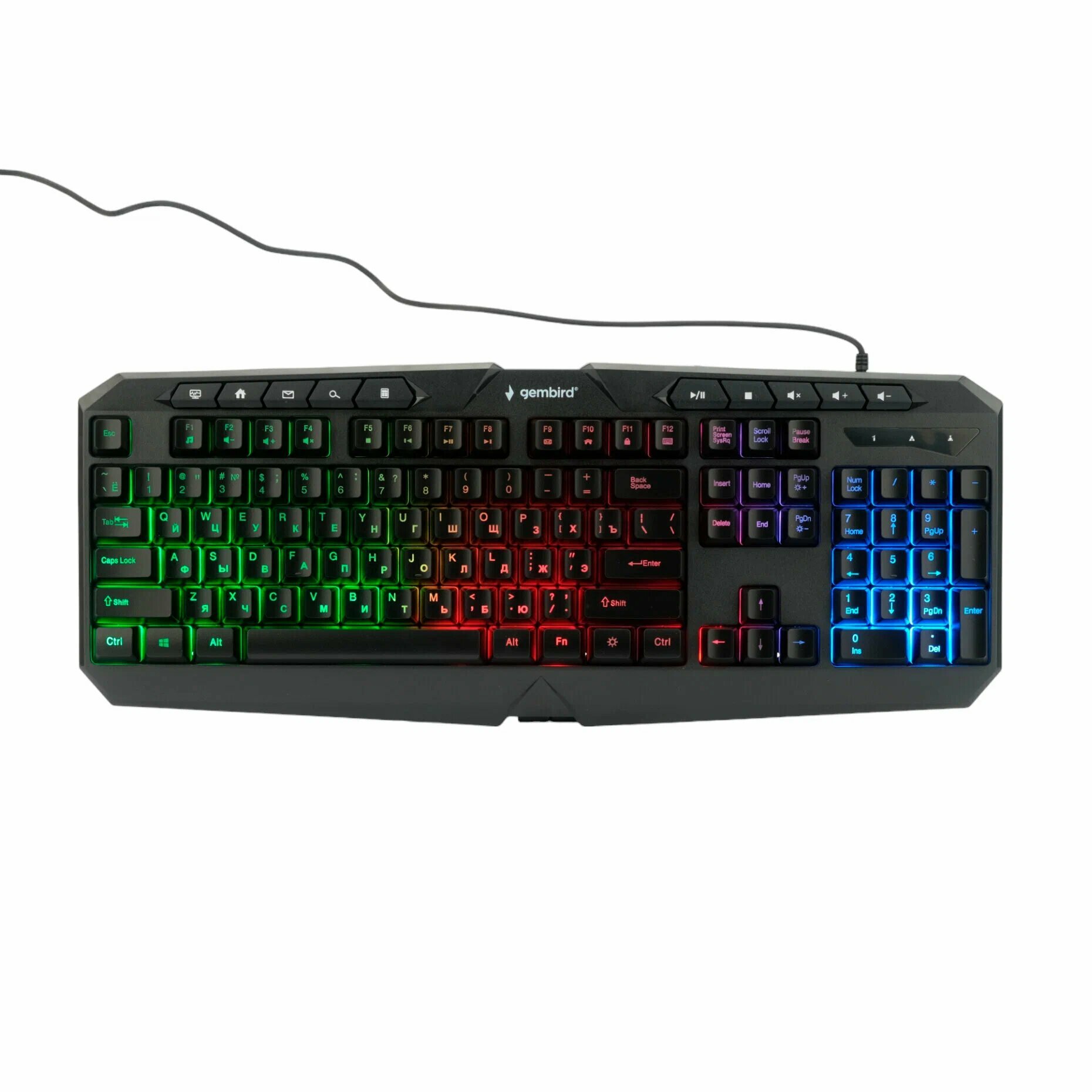 Клавиатура Gembird KB-G420L USB, черный, 114 кл, м/медиа, Rainbow, кабель 1.5м