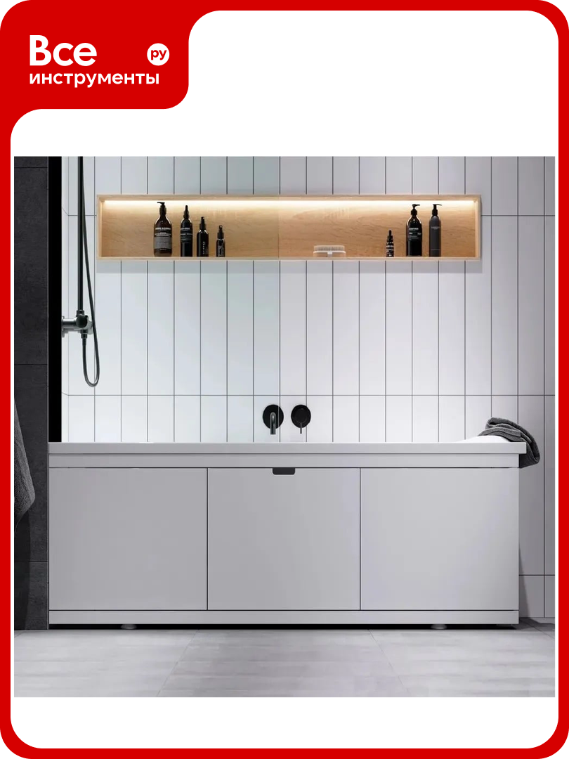 Экран под ванну Alavann МДФ Rita AL 170 см белый раздвижной на алюминиевом профиле 3 дверцы ALV1025001