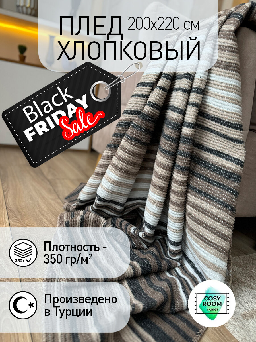 Плед евро Scandy 200x220 см на диван и кресло большой