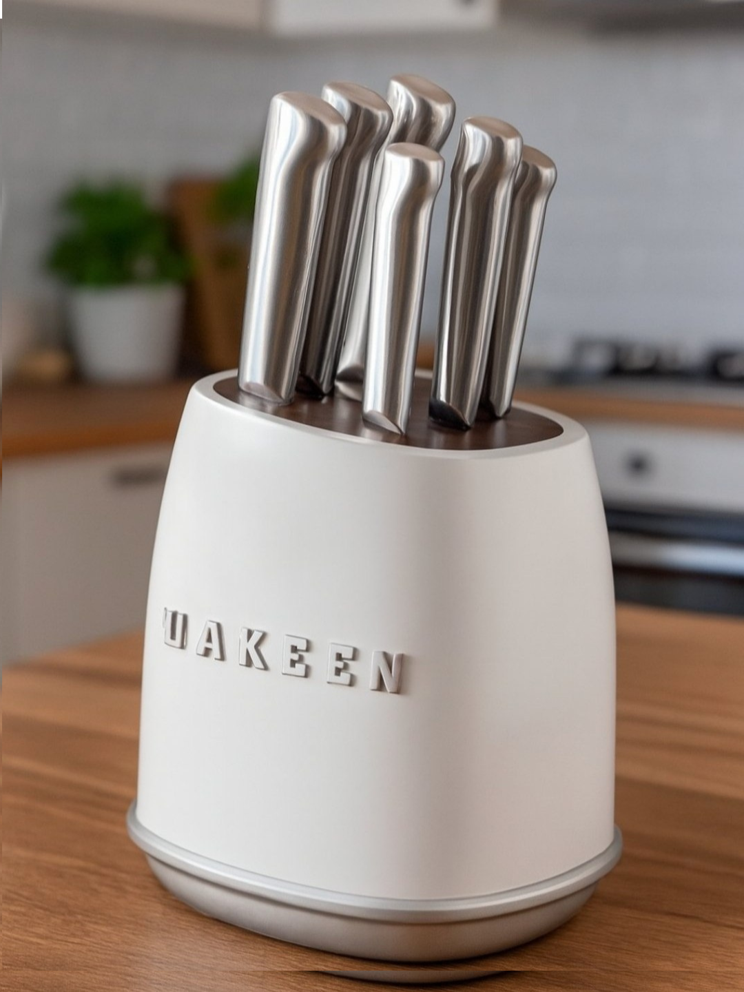 Ножи кухонные Uakeen из нержавеющей стали на подставке для кухни в наборе 6 ножей