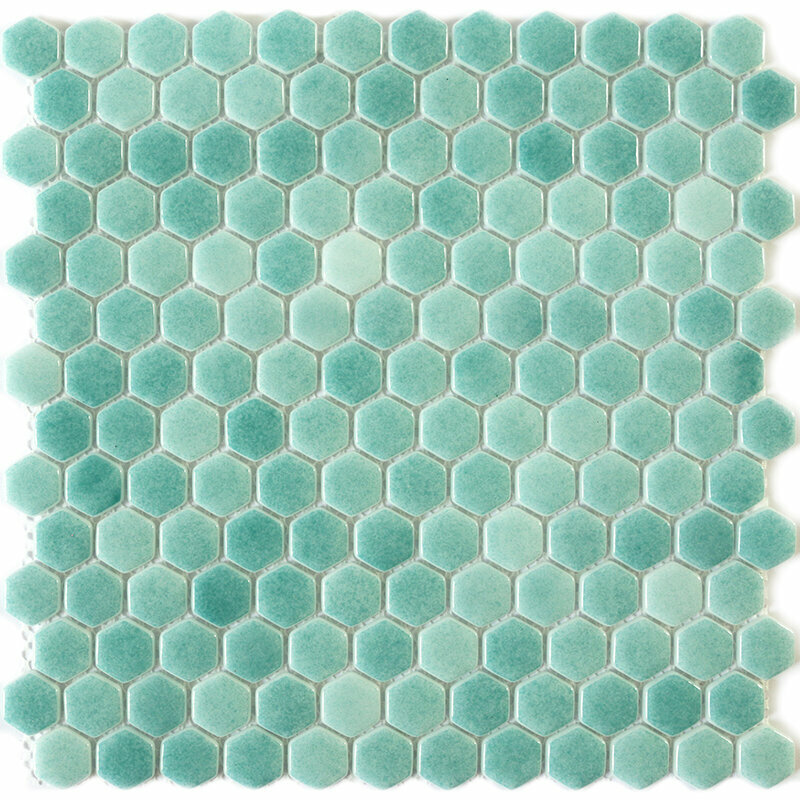 Мозаика Natural STP-GN008-HEX из глянцевого стекла размер 29х29 см чип 2.5 Hexagon мм толщ. 5 мм площадь 0.084 м2 на сетке