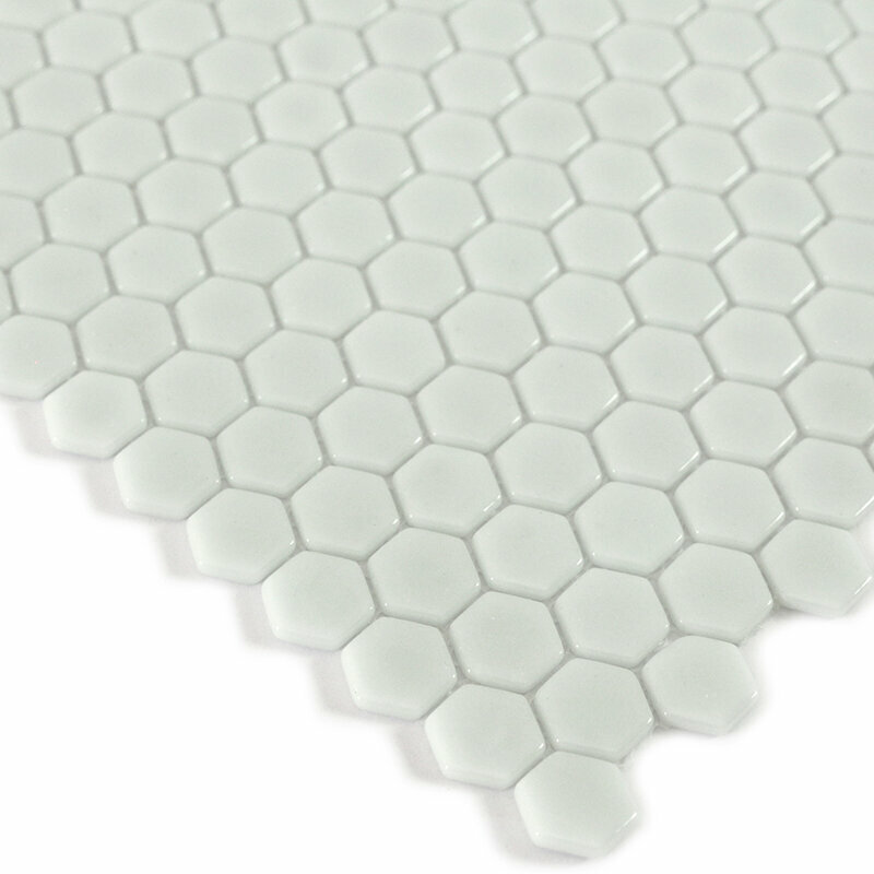 Мозаика Natural STP-WH001-HEX из глянцевого стекла размер 30х30 см чип 25 Hexagon мм толщ. 5 мм площадь 0.09 м2 на сетке