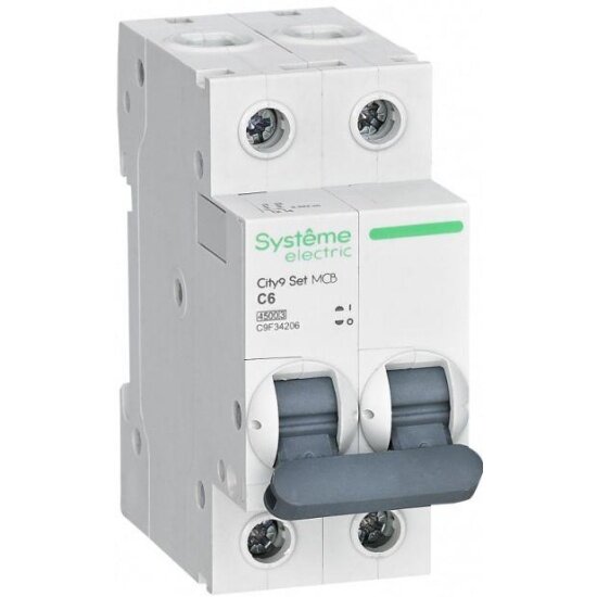 Автоматический выключатель Systeme Electric (schneider Electric) 2п C 6А 4.5кА City9 Set, 230В, C9F34206