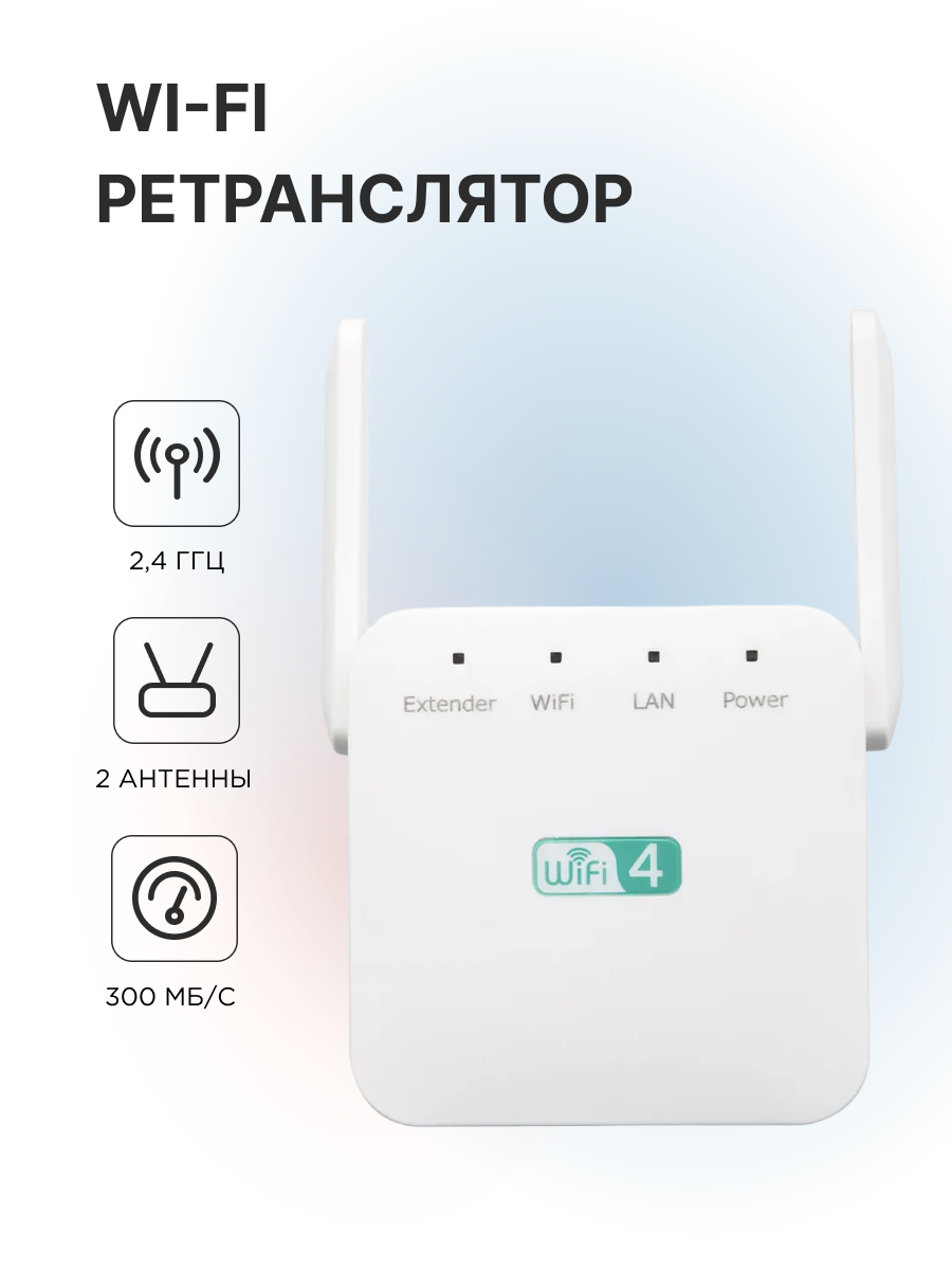 Ретранслятор/усилитель wifi, 2.4 ГГц, Wi-Fi AP, две антенны.