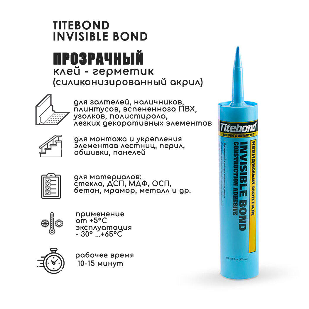 фото Монтажный клей Titebond Invisible Bond 57451 (300 мл)
