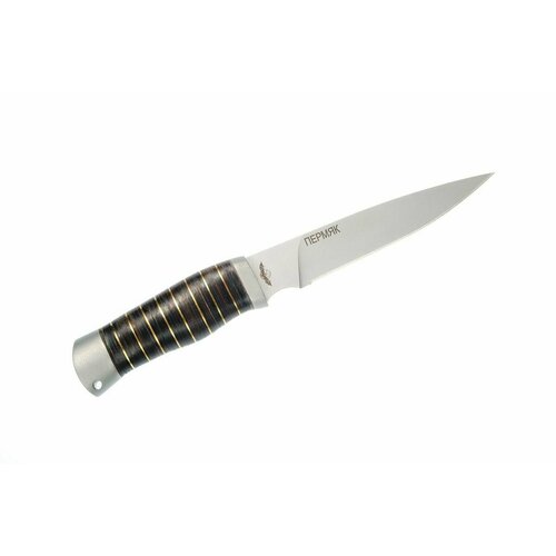 Нож Пермяк Мелита-К, рукоять кожа/латунь, покрытие антиблик (туристический)
