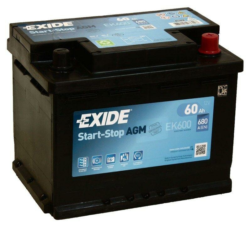 Аккумулятор легковой "EXIDE" Start-Stop AGM 60Ач о/п L2 - фото №8
