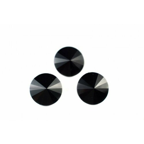 Кристалл Риволи 18мм, цвет черный, стекло, 26-013, 2шт