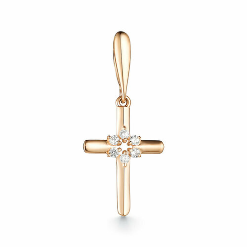 Подвеска, золото, 585 проба, фианит, размер 1.8 см.