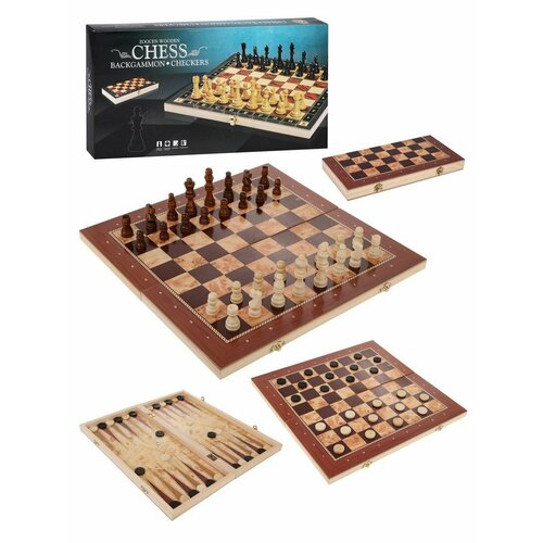 Набор игр Наша Игрушка 3в1 Шахматы, шашки, нарды, игровое поле 40х40 см (CJ835)