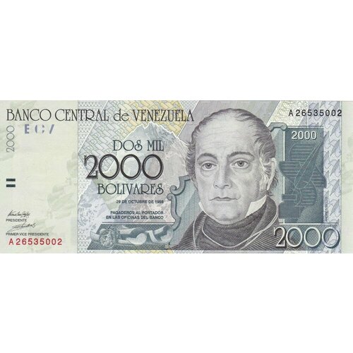 Венесуэла 2000 боливаров 1998 г. (29.10) клуб нумизмат монета 100 боливар венесуэлы 1981 года серебро 200 лет со дня рождения андреса белло
