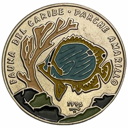 Куба 1 песо 1996 г. (Карибская фауна - Жёлтый окунь) (2) клуб нумизмат монета 10 песо кубы 1996 года серебро фауна карибского бассейна