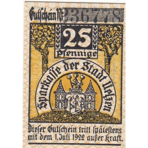 Германия (Веймарская Республика) Ильцен 25 пфеннигов 1921 г. (№1) германия веймарская республика ильцен 25 пфеннигов 1921 г r