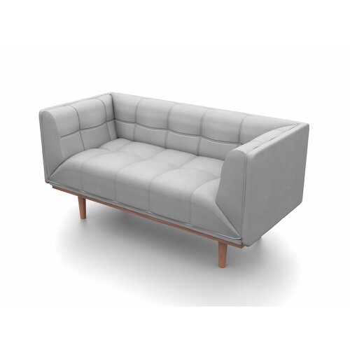 Дизайнерский диван Soft Element Грандис Smoke, двухместный, деревянные ножки, велюр, стиль скандинавский лофт, в офис, для кафе и ресторанов