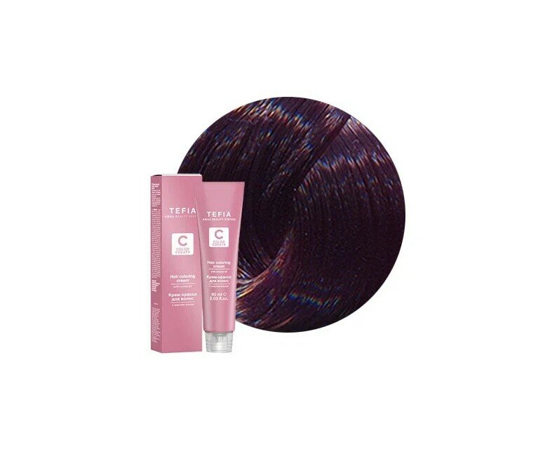 Tefia Color Creats крем-краска для волос Hair Coloring Cream with Monoi Oil, 6.7 темный блондин фиолетовый, 60 мл