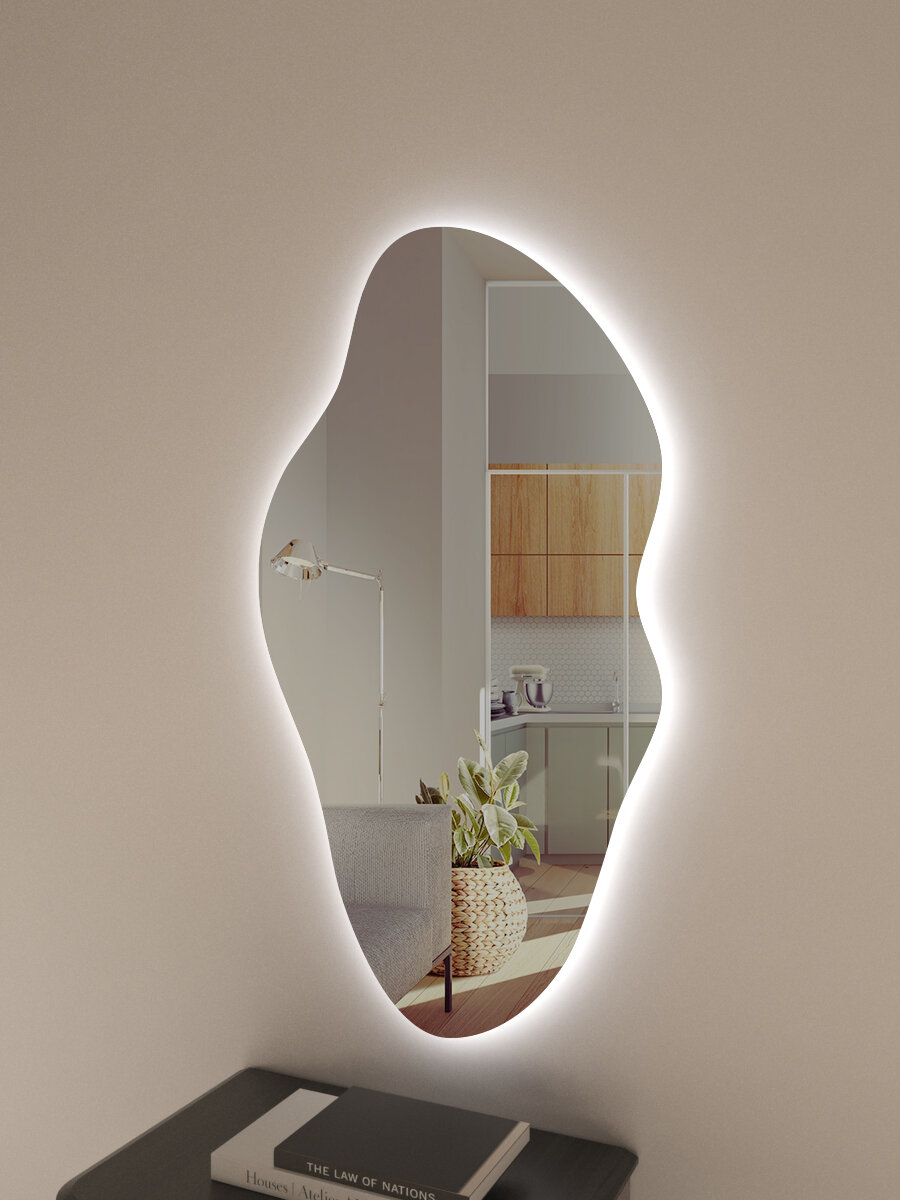 Зеркало настенное с подсветкой, фигурное, 110*60 см - фотография № 5