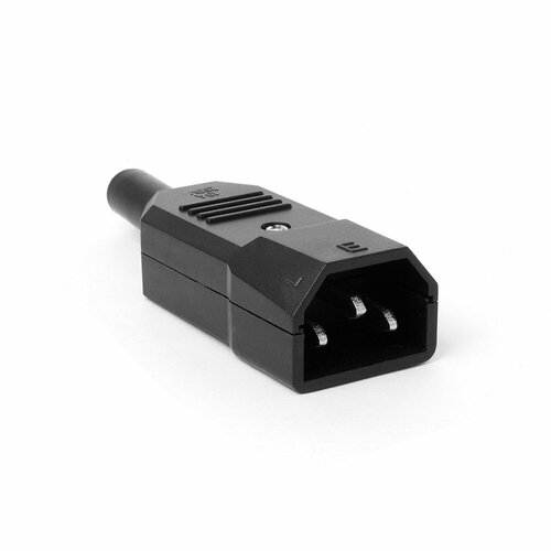 Вилка электрическая кабельная, IEC 60320, C14, 10A, 250V, разборная, черная, LANMASTER
