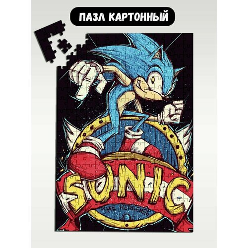 Пазл картонный 39,5х28 см, размер А3, 300 деталей, модель Игра Sonic - 1196 пазл картонный 29x20 см размер а4 120 деталей модель игра sonic forces 1200