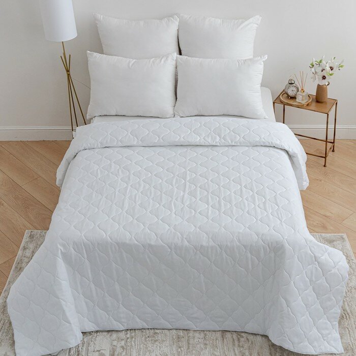 фото VESTA Покрывало 200х215см, белый, синтепон 100г/м, микрофибра 80г/м, 100% полиэстер