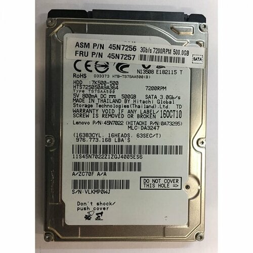 Жесткий диск Hitachi 0A73295 500Gb 7200 SATAII 2,5 HDD жесткий диск hitachi 0j18771 500gb 7200 sataii 2 5 hdd