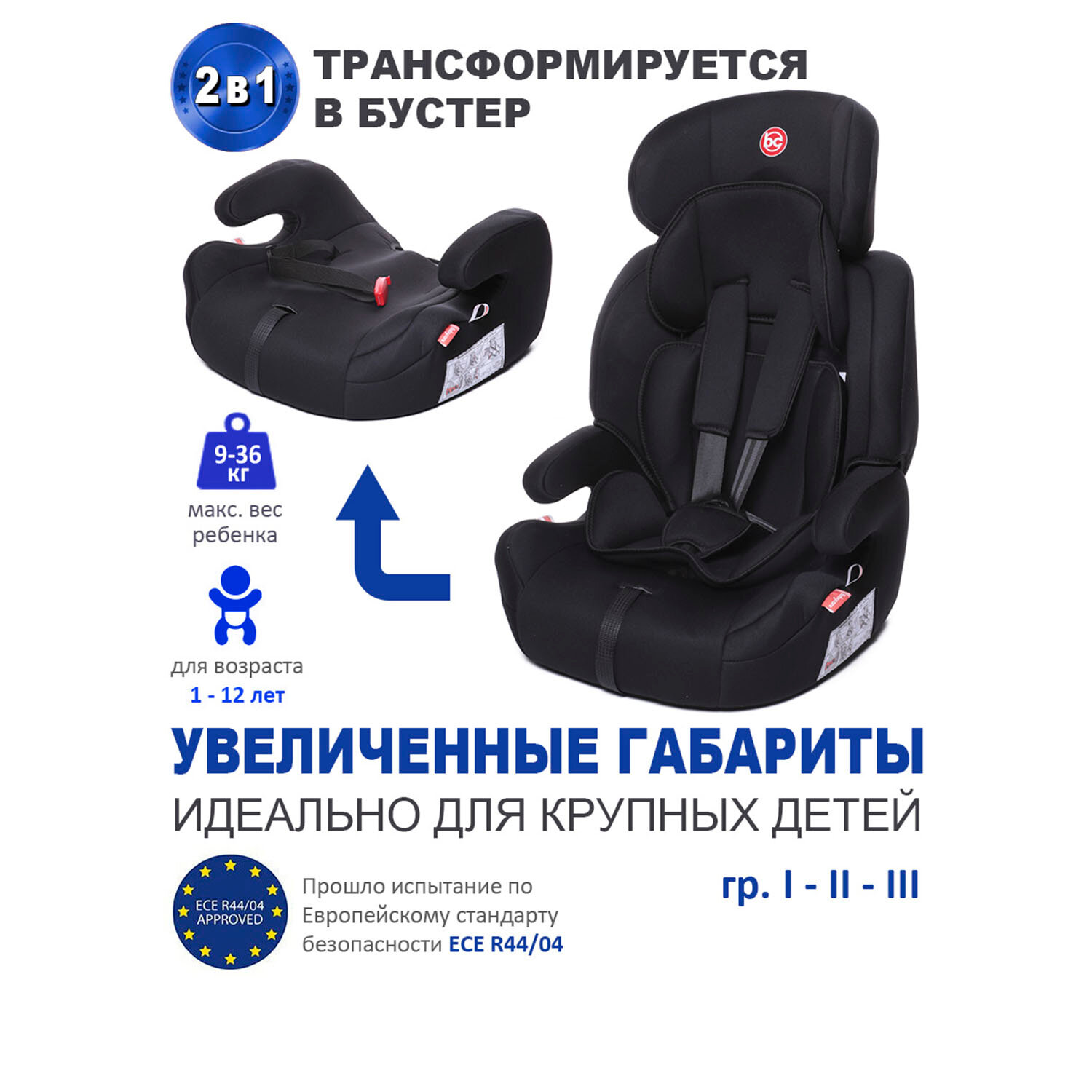 Автокресло группа 1/2/3 (9-36 кг) Babycare Legion