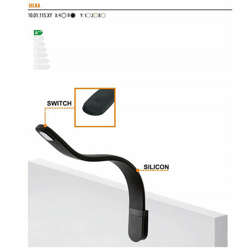 Светильник LED SILKA черный, 386*35, 12V, 1,2 W, 80 lm, IP20