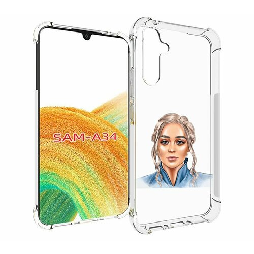 Чехол MyPads красивая-нарисованная-девушка-блондинка женский для Samsung Galaxy A34 задняя-панель-накладка-бампер