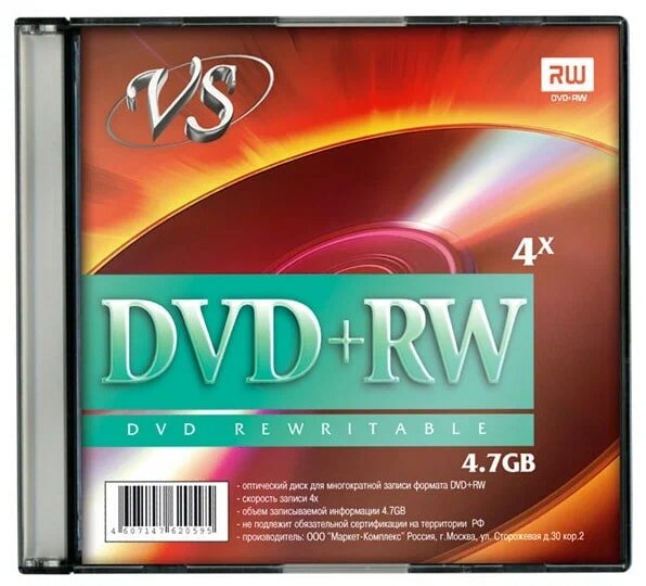 VS Диск для записи, DVD-RW 4,7 GB 4x SL/5