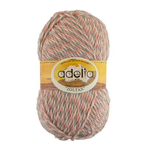 фото Пряжа adelia "zoltan" 100% шерсть 100 г 115 м №127 серый-розовый-белый