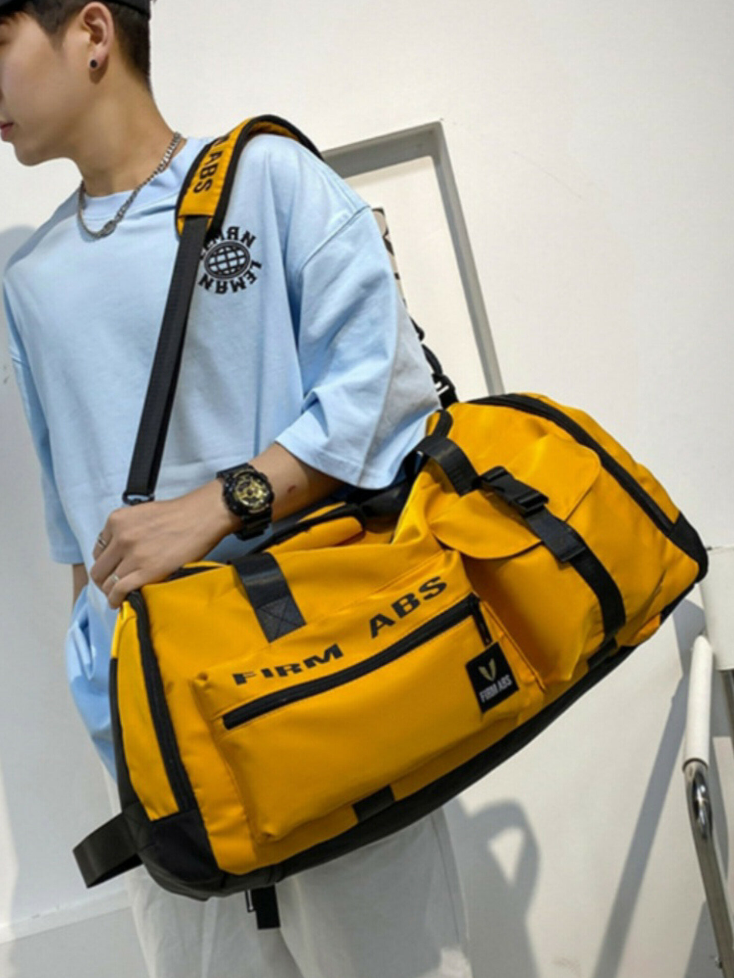сумка спортивная желтая, оранжевая - фотография № 5