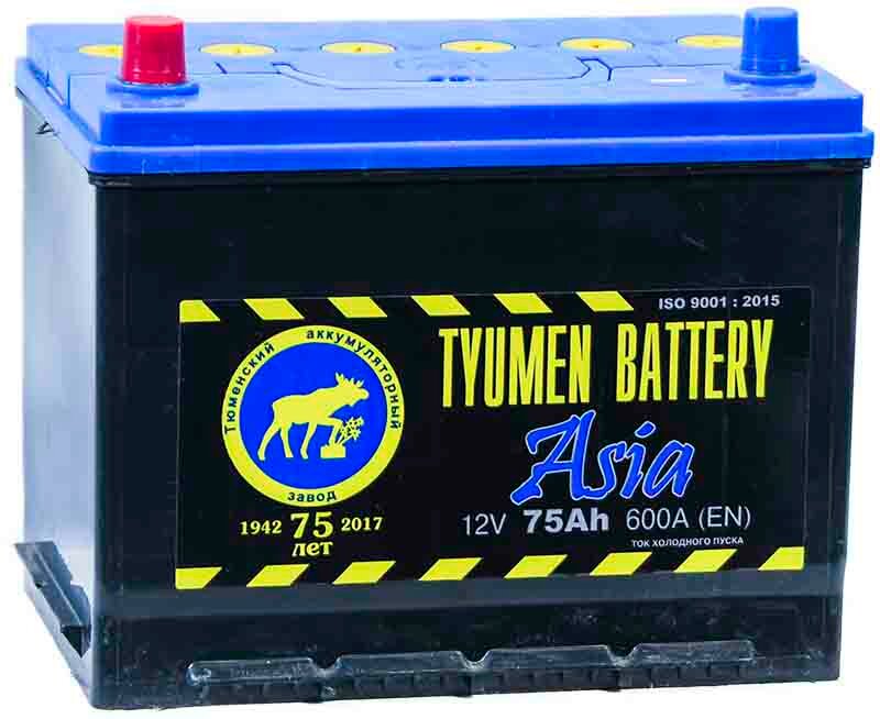 Аккумулятор автомобильный TYUMEN BATTERY ASIA 75 А/ч 630 А прям. пол. Азия авто (266х172х220) с бортиком