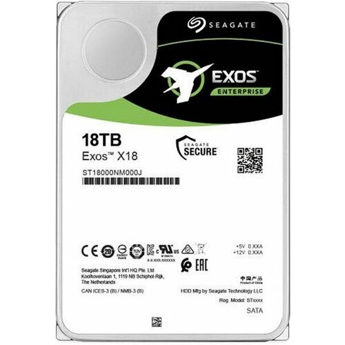 Seagate Exos X18 HDD 35 SATA 18Tb 7200 rpm 256Mb buffer 512e4kn CMR ST18000NM000J 1 year 4643900₽