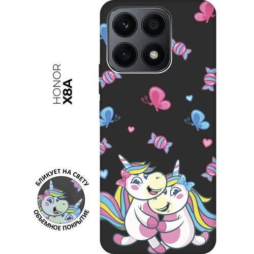 Матовый чехол Unicorns and Candies для Honor X8a / Хонор Х8А с 3D эффектом черный матовый чехол cat and mouse для honor x8a хонор х8а с 3d эффектом черный