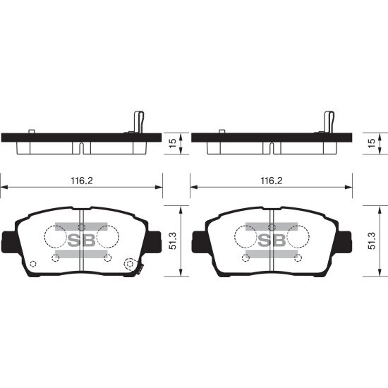 Колодки тормозные передние Sangsin Brake для Toyota YARIS (CP10), SP1232, 4 шт
