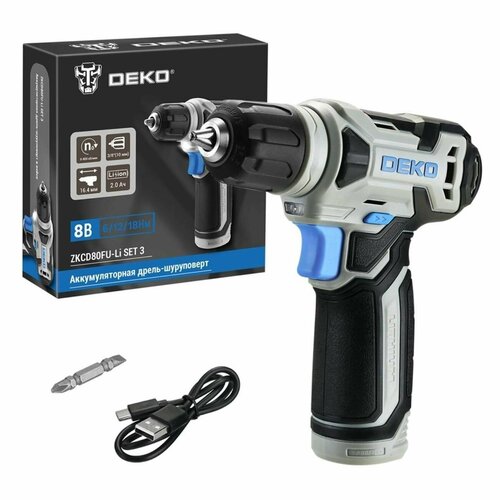 Дрель-шуруповерт аккумуляторная DEKO ZKCD80FU-Li SET 3 18В 2Ач 18Нм 229900₽