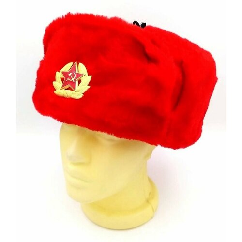 Шапка ушанка ПодариТо, размер 60, красный шапка ушанка подарито демисезон зима подкладка размер 60 красный бордовый