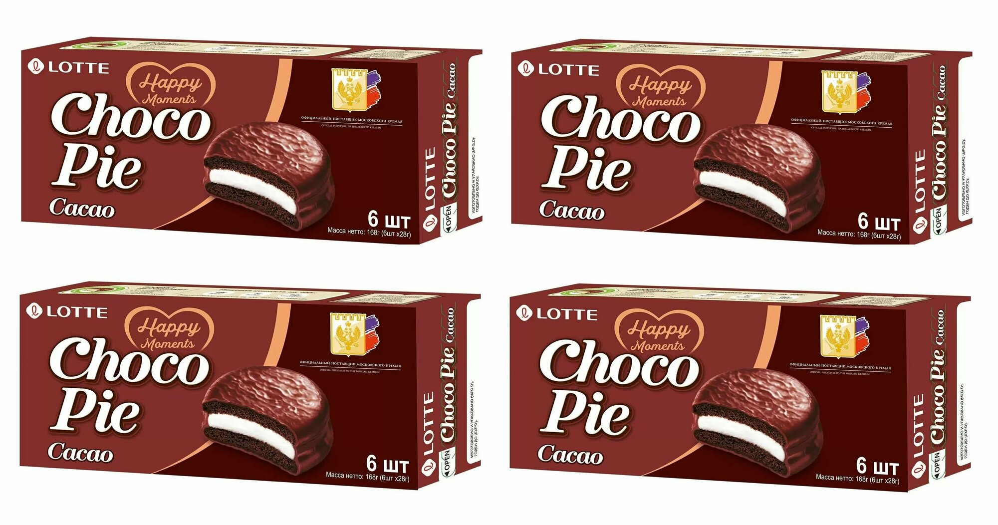 Пирожное Lotte Choco pie (Чокопай) Какао 4 уп по 168 гр
