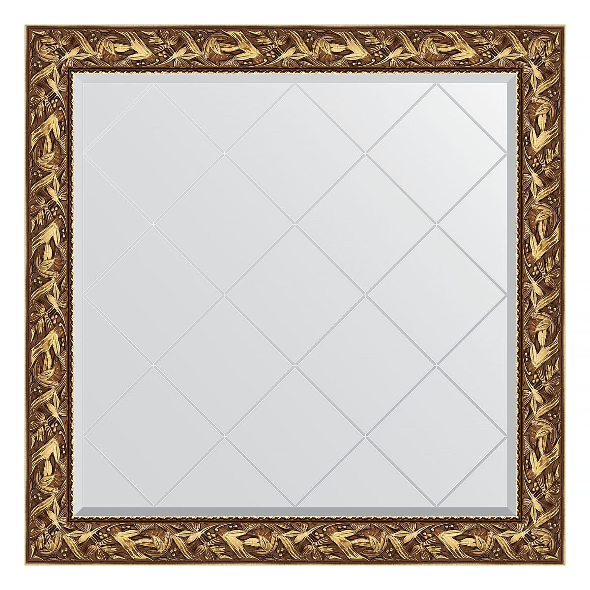 Evoform Зеркало настенное с гравировкой EVOFORM в багетной раме Византия золото, 109х109 см, BY 4457