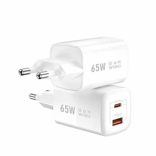 Сетевой блок питания Wiwu 65W Nano GaN PD+QC Fast Charger/EU Plug White