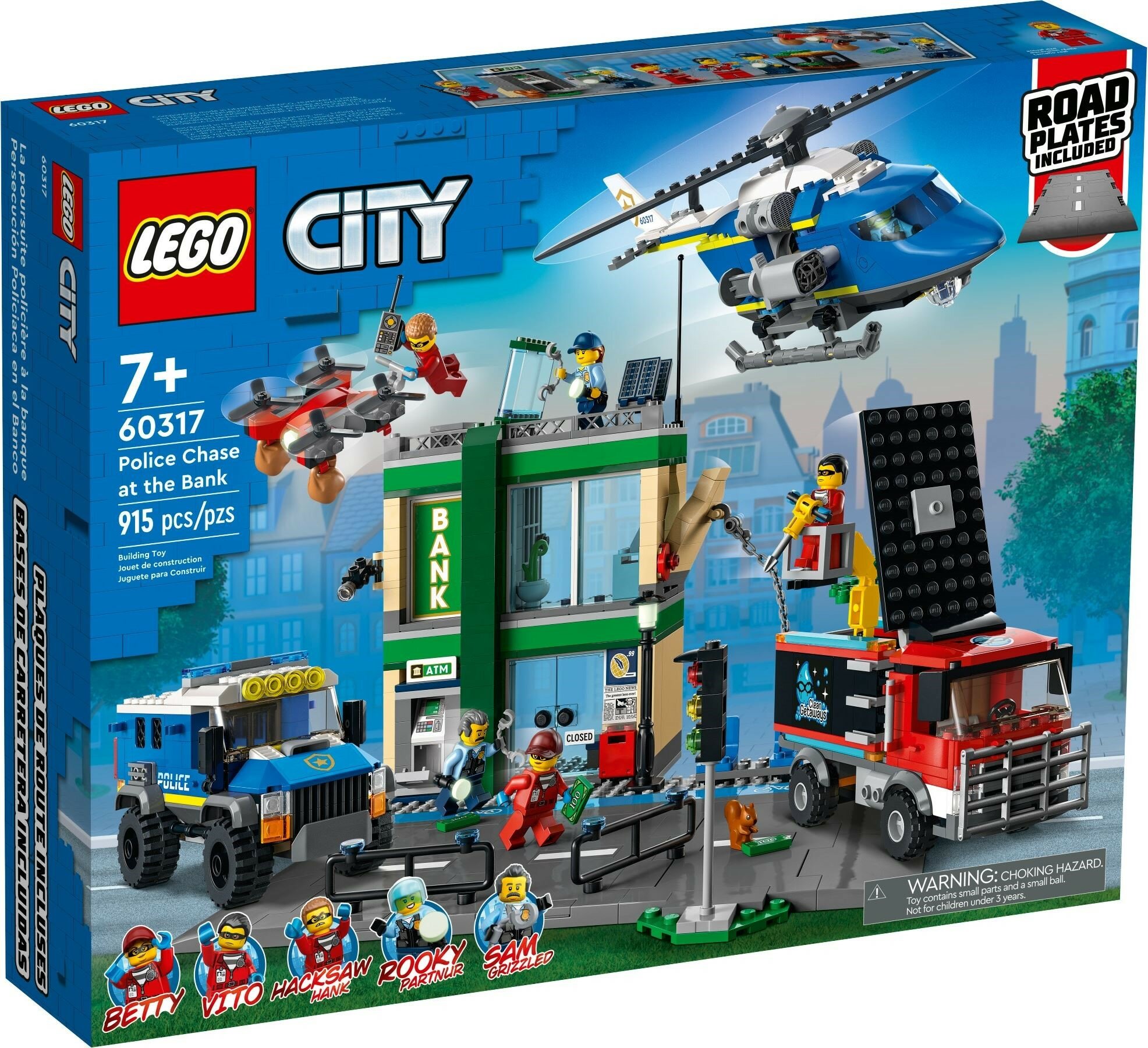 Конструктор LEGO City 60317 Полицейская погоня в банке, 915 дет.