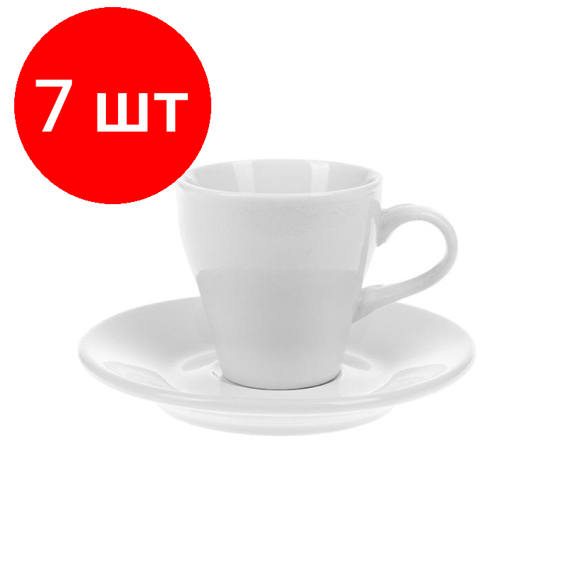 фото Комплект 3 штук, Кофейная пара Collage, фарфоровая, белая, 90мл, (фк189)