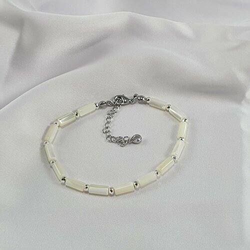 Браслет Жемчужина Юга, гематит, перламутр, размер 17 см, белый