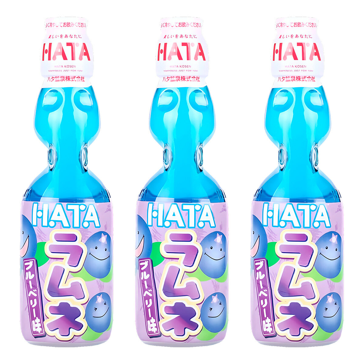 Напиток газированный Ramune со вкусом черники Hata kosen, 200 мл х 3 шт