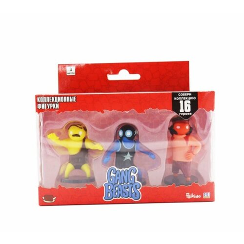 Набор фигурок Gang Beasts в коробке с окном 3 шт желтый герой с усами GB2021-B 1990₽