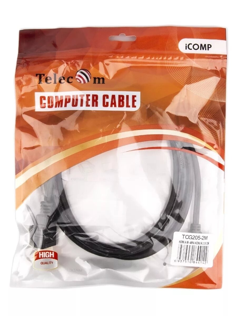 Кабель аудио-видео Telecom, HDMI (m) - Mini HDMI (m) , ver 2.0, 2м, GOLD черный [tcg205-2m] Noname - фото №2