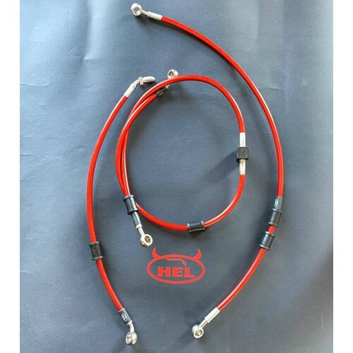 Комплект армированных тормозных шлангов для Kawasaki H2 2021. Комплект из 4 передних тормозных шлангов.