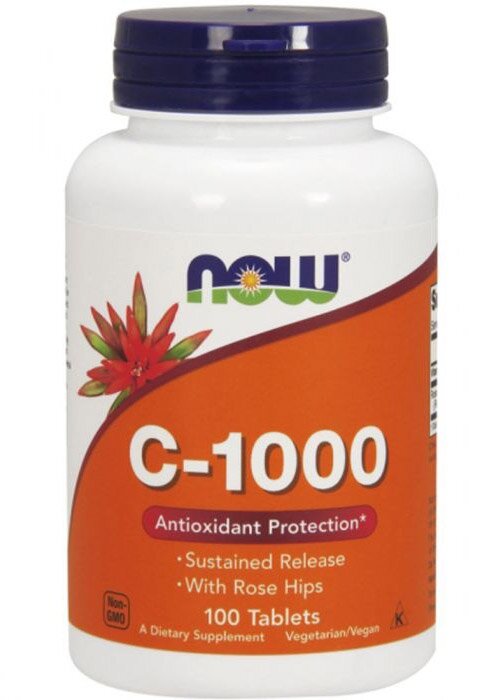 NOW Vitamin C-1000 Sustained Release with Rose Hips (100 таб)